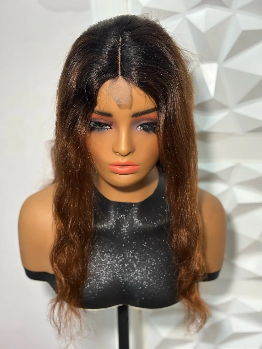 100% Human Hair Auburn Wig 22 inches Body Wave, Glueless, Dark Root 2by4 Closure